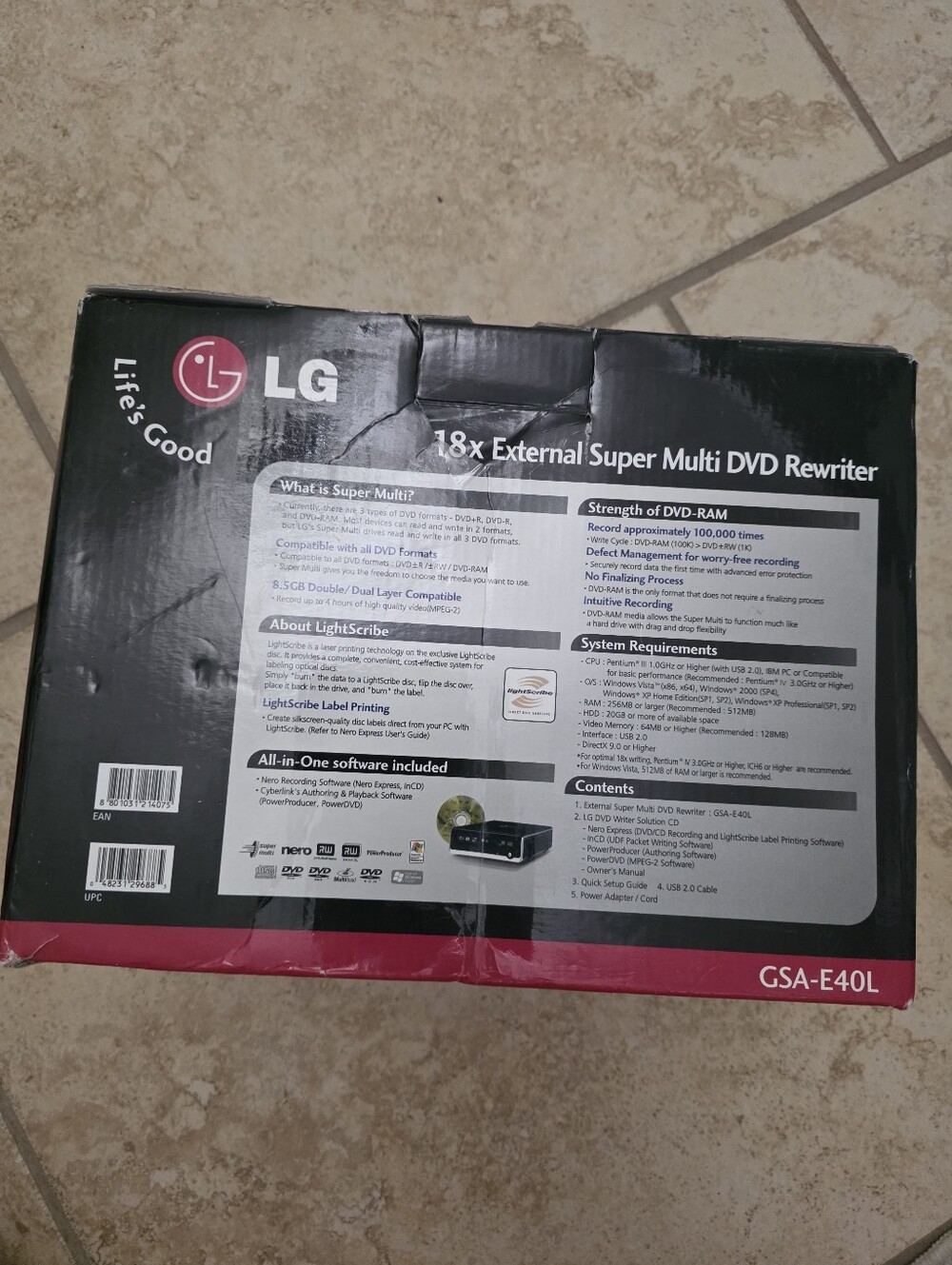 LG GSA-E40L External Super Multi DVD Rewriter USB Black NEW IN BOX - Picture 2 of 7